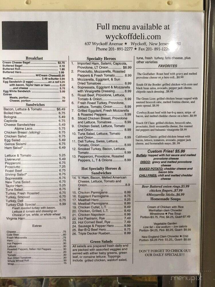 Wyckoff Delicatessen - Wyckoff, NJ menu_pic