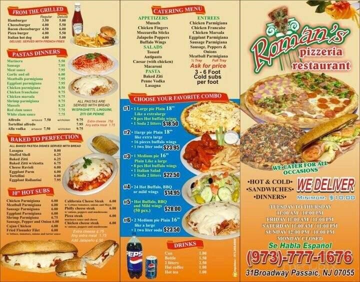 Roman's Pizzeria Restaurant - Passaic, NJ menu_pic