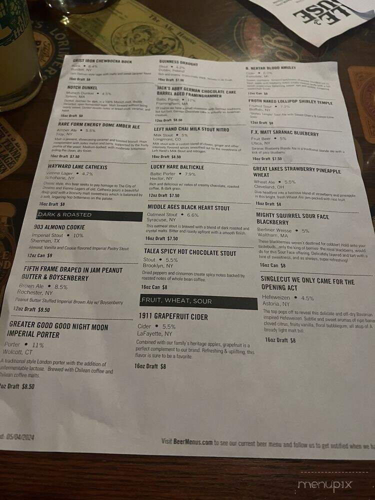 Ale House - Vestal, NY menu_pic