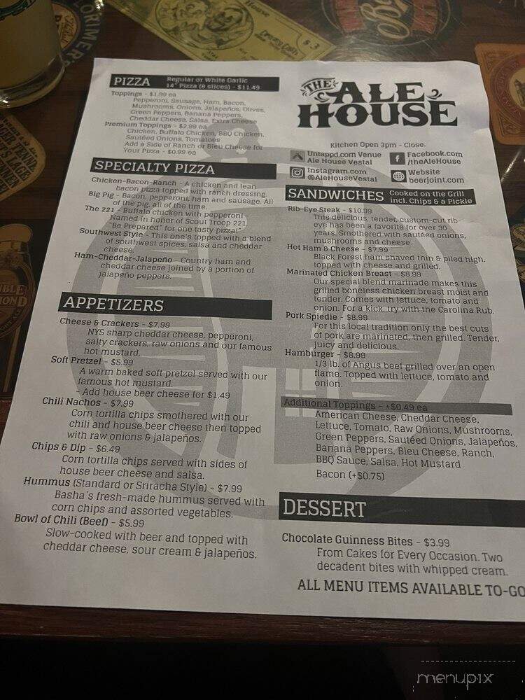 Ale House - Vestal, NY menu_pic