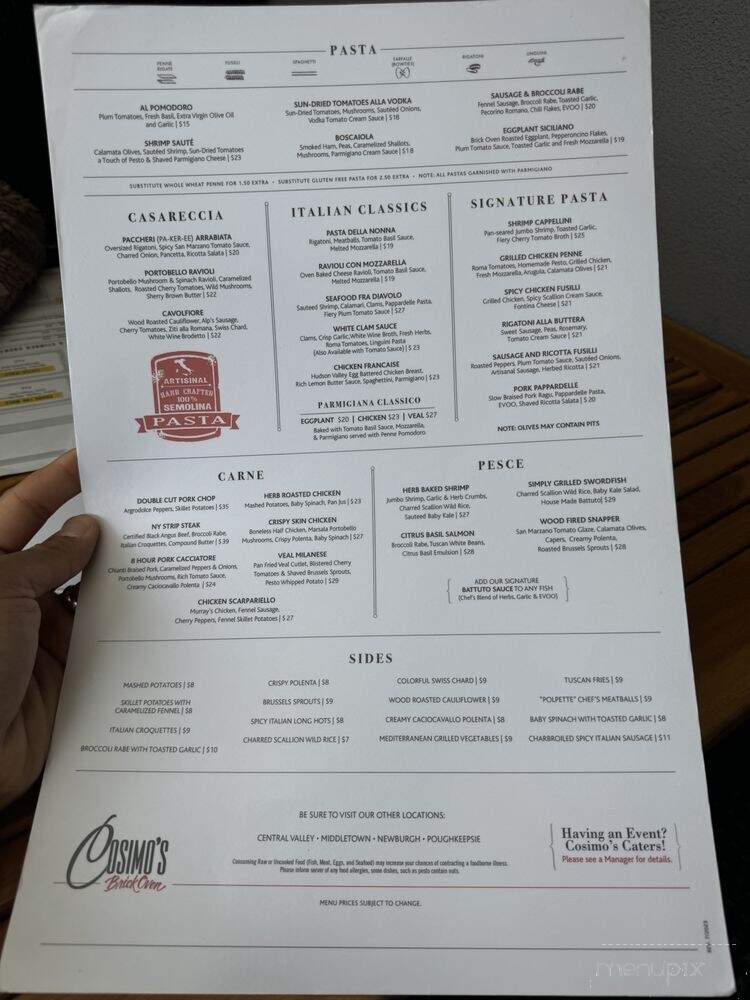 Cosimo Trattoria - Poughkeepsie, NY menu_pic