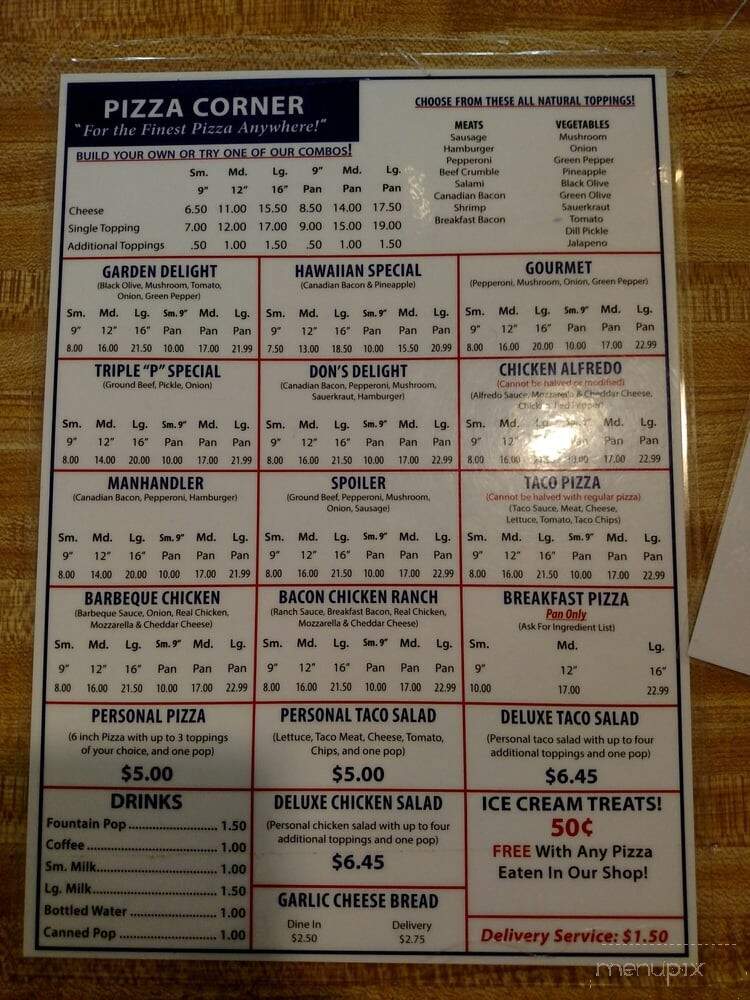 Pizza Corner - Valley City, ND menu_pic