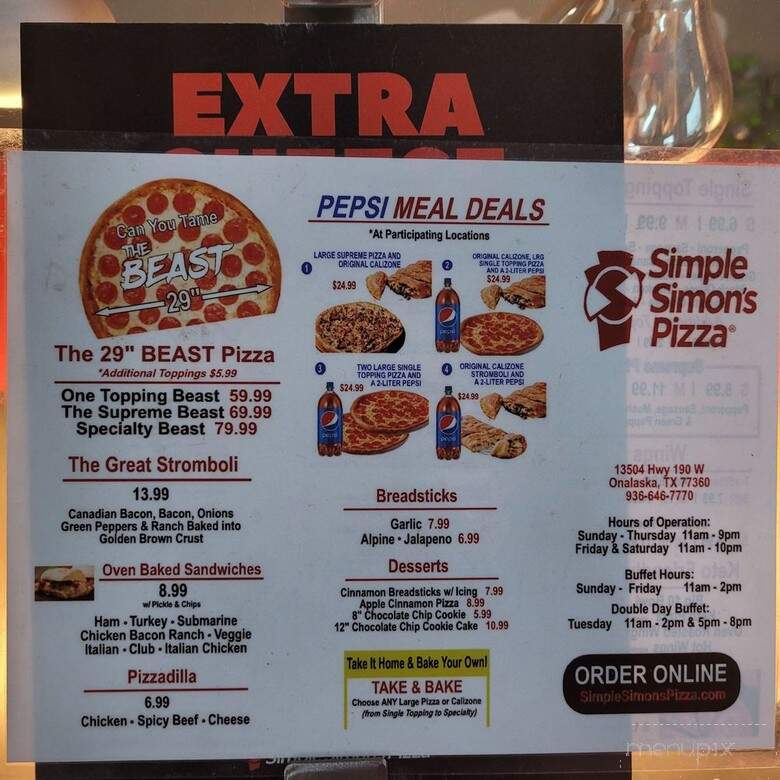 Simple Simon's Pizza - Salina, OK menu_pic