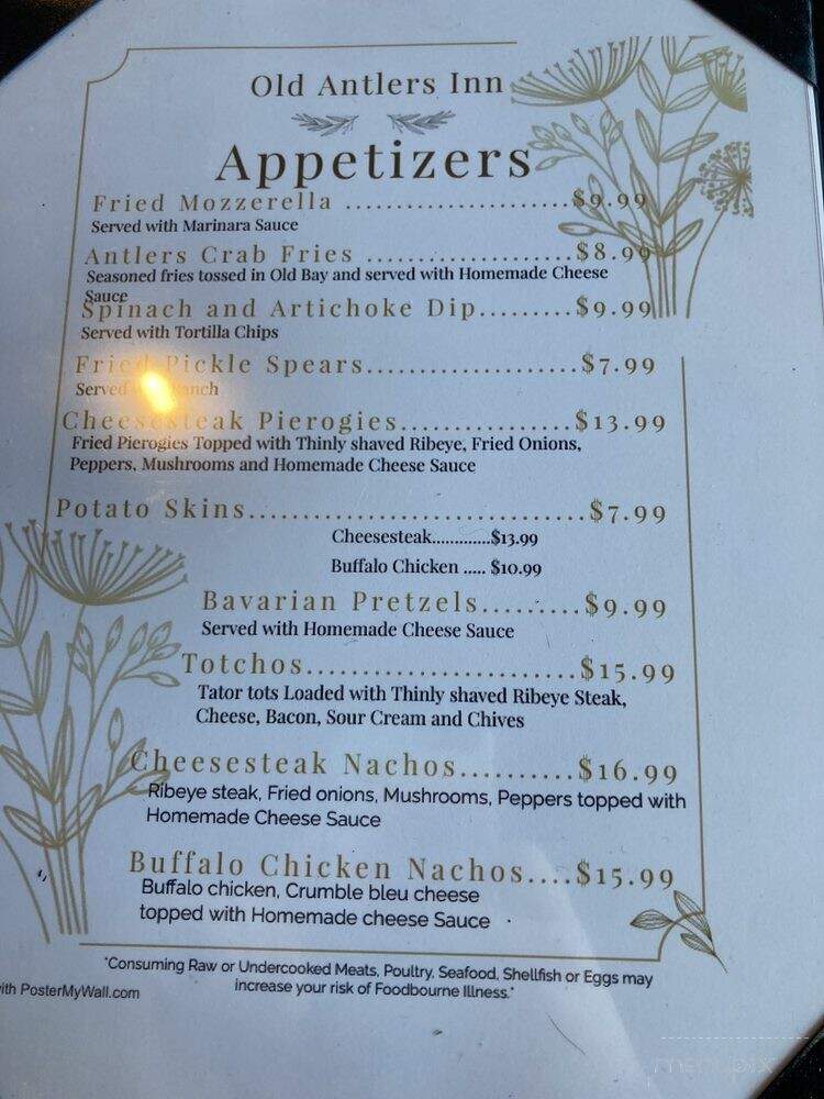 Antlers Inn - Galeton, PA menu_pic