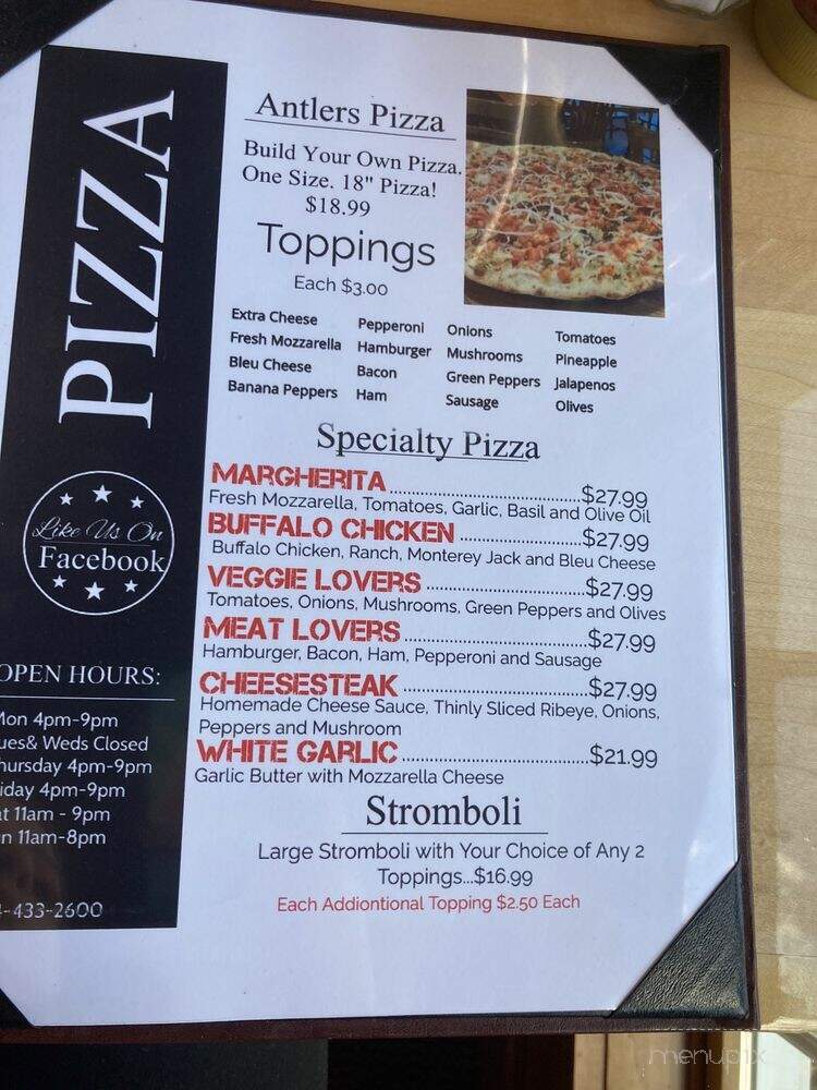 Antlers Inn - Galeton, PA menu_pic