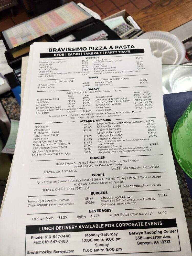 Bravissimo Pizza & Subs - Berwyn, PA menu_pic