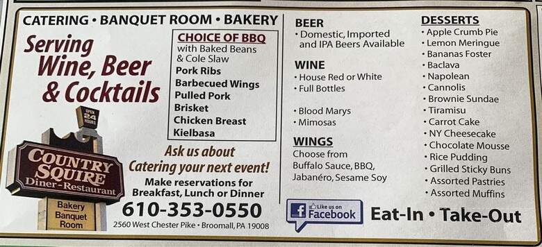 Country Squire - Broomall, PA menu_pic