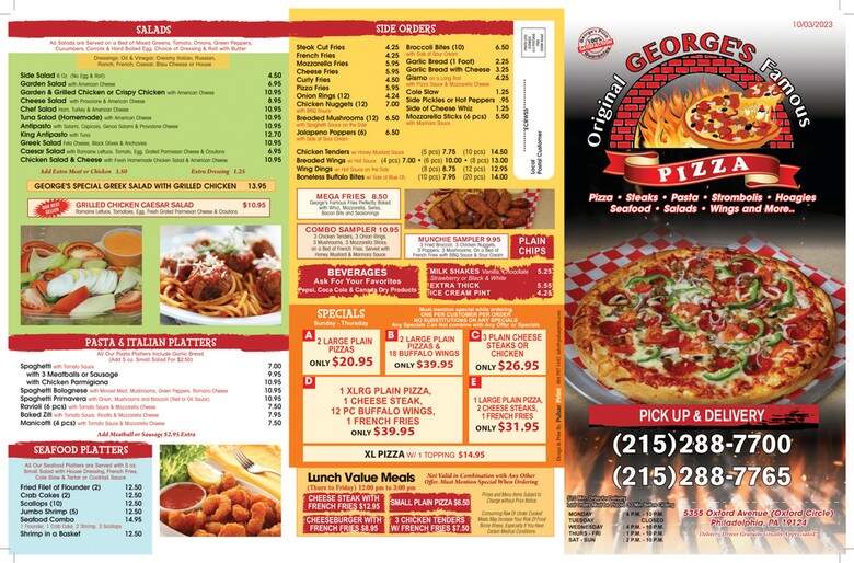 George's Famous Pizza - Philadelphia, PA menu_pic