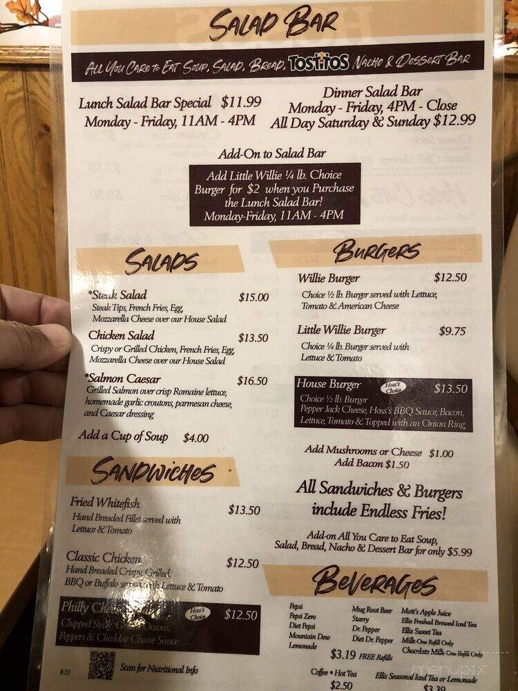 Hoss's Steak & Sea House - Altoona, PA menu_pic