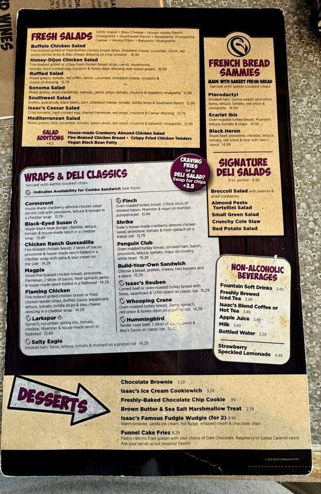 Isaac's Deli & Restaurant - Lititz, PA menu_pic