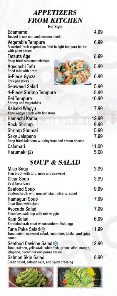 Kira Japanese Restaurant - Souderton, PA menu_pic