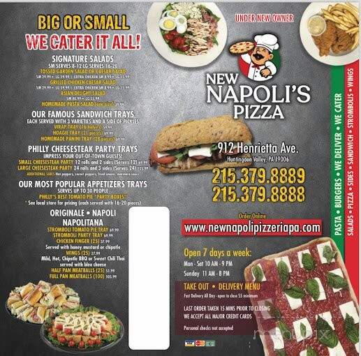 New Napoli Pizzeria - Huntingdon Valley, PA menu_pic