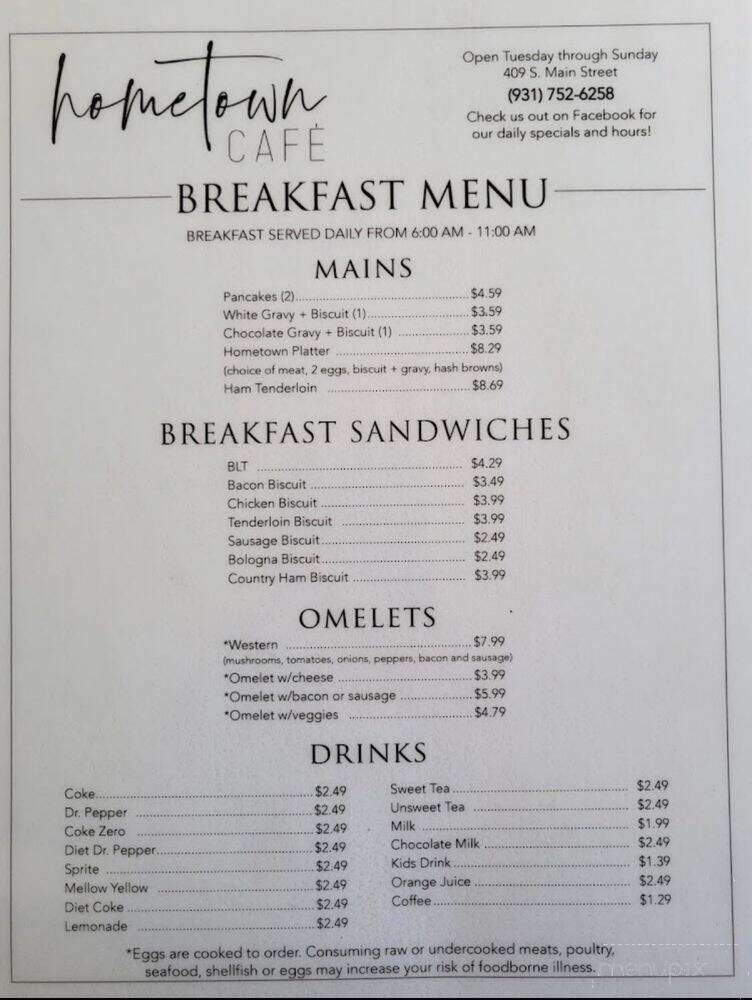 Coffee Time Cafe - Grimsley, TN menu_pic