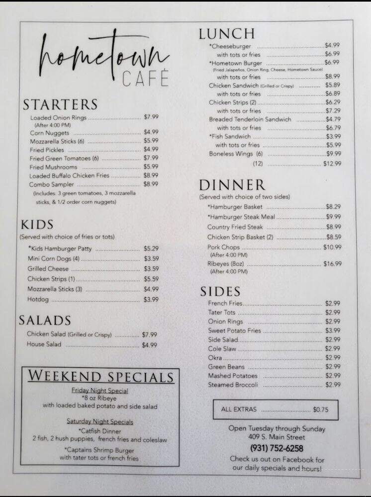 Coffee Time Cafe - Grimsley, TN menu_pic