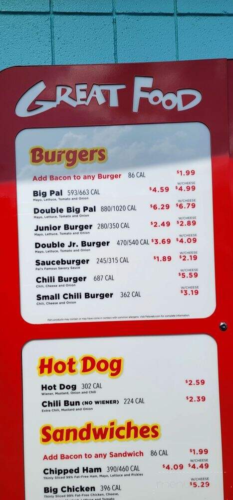Pal's Sudden Service - Johnson City, TN menu_pic