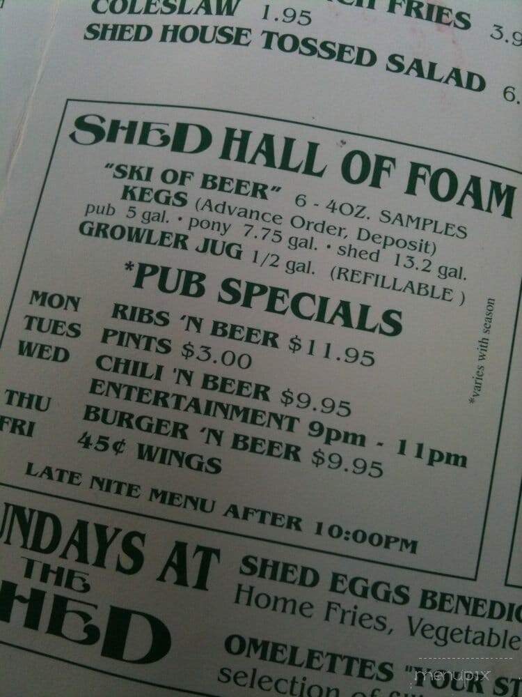 Shed Restaurant & Brewery - Stowe, VT menu_pic