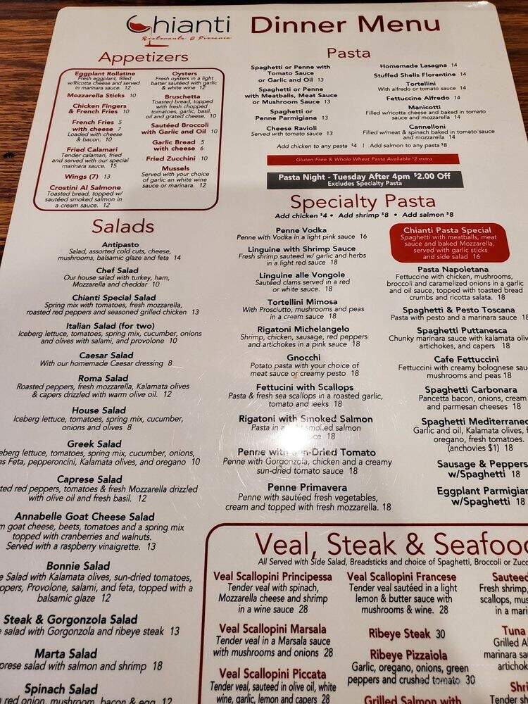 Chianti Restaurants - Richmond, VA menu_pic