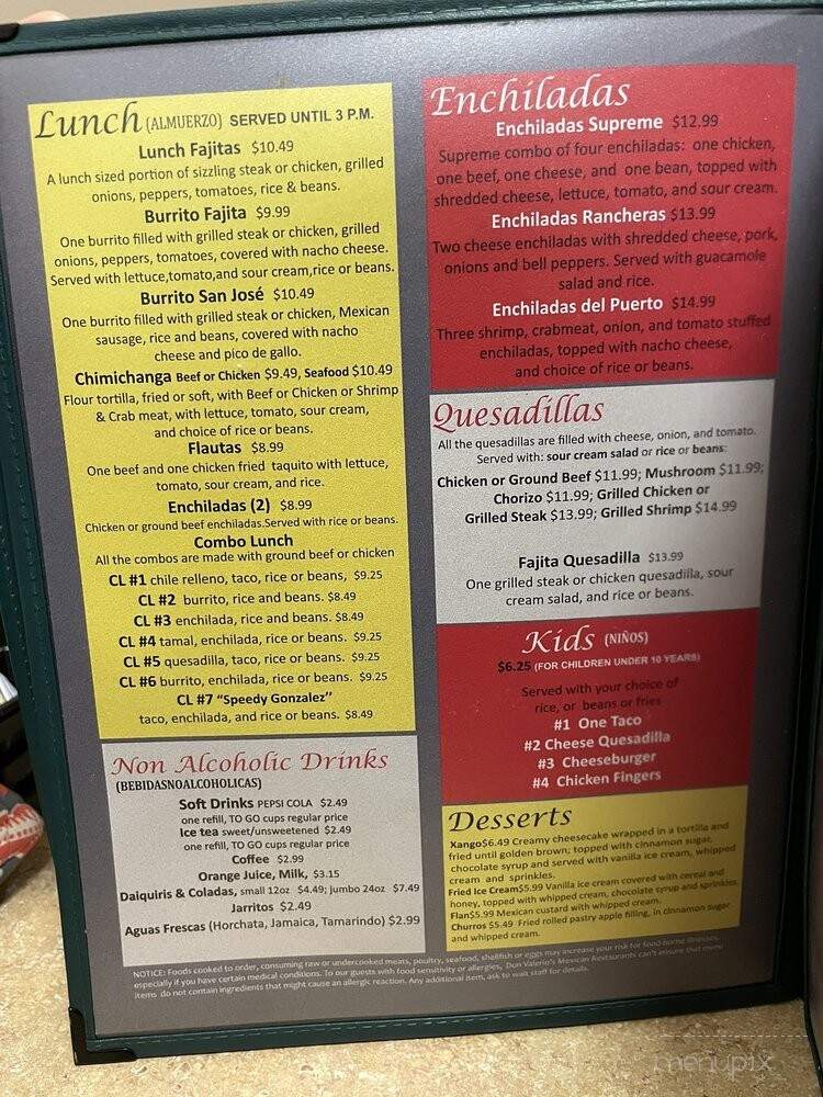 Don Valerio Mexican Restaurant - Melfa, VA menu_pic