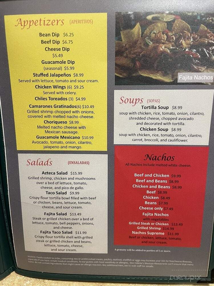 Don Valerio Mexican Restaurant - Melfa, VA menu_pic