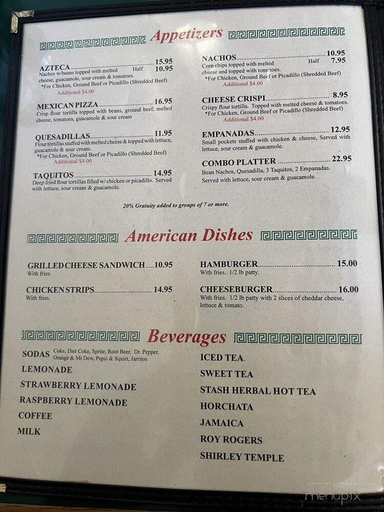Azteca Restaurant - Centralia, WA menu_pic