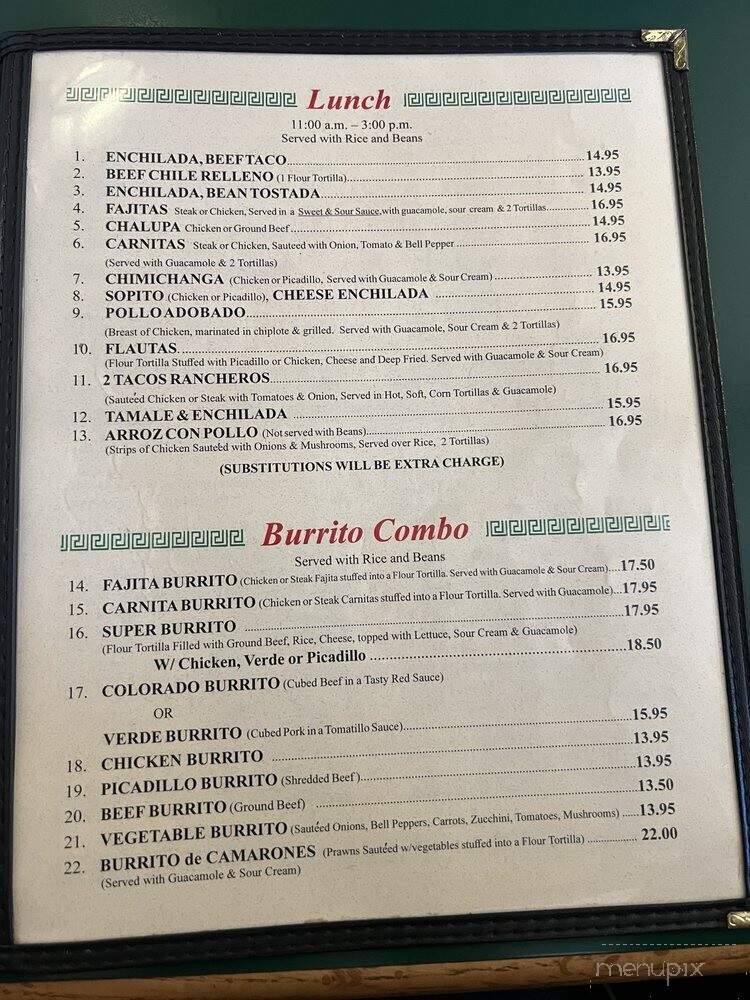 Azteca Restaurant - Centralia, WA menu_pic