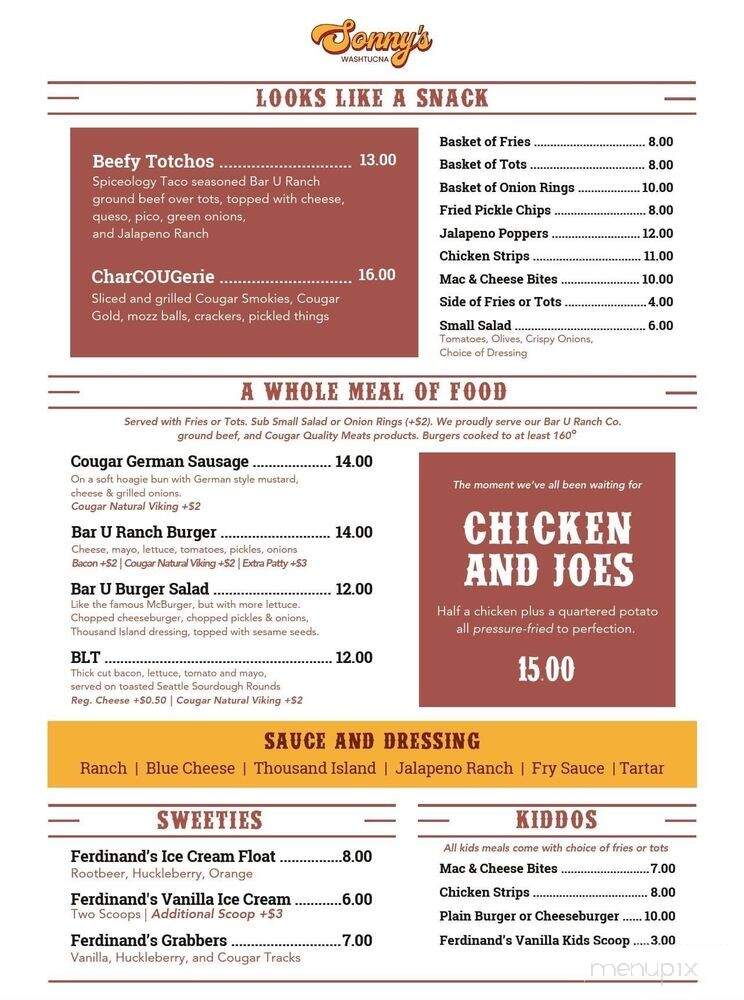 Sonny's Tavern - Washtucna, WA menu_pic