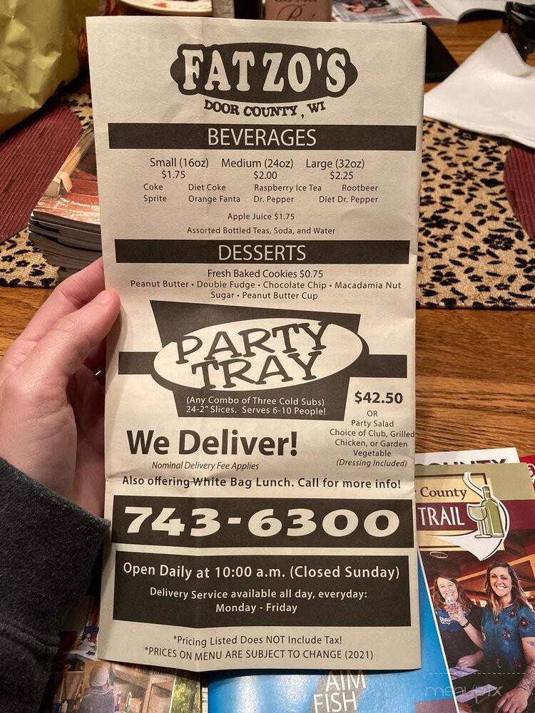 Fatzo's - Sturgeon Bay, WI menu_pic