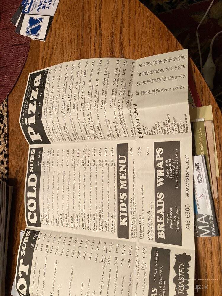 Fatzo's - Sturgeon Bay, WI menu_pic