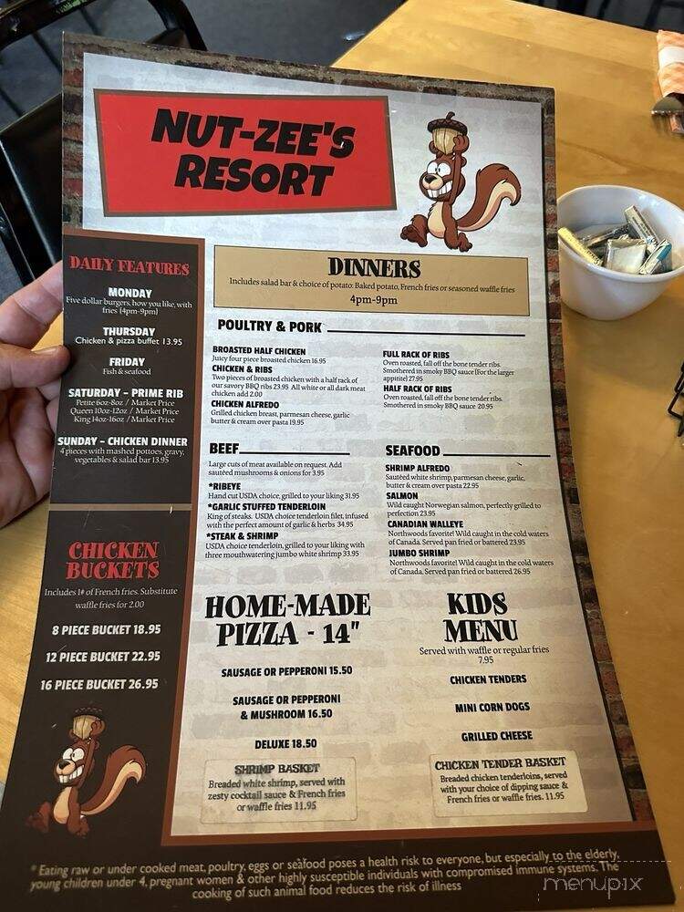Nut Zee's Inn Restaurant - Gleason, WI menu_pic