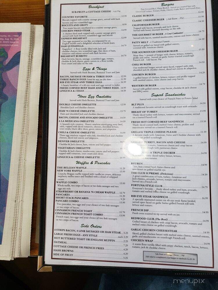 Redwood Cafe - Fortuna, CA menu_pic