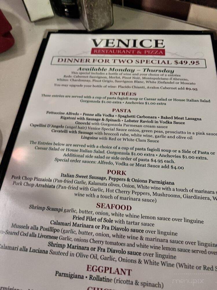 Venice Restaurant & Pizzeria - Ridgefield, CT menu_pic