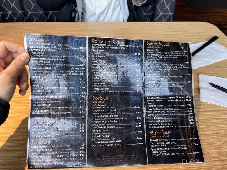 Dozo Japanese Restaurant - Kelowna, BC menu_pic
