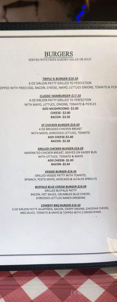 Triple G Hideaway - Fort Nelson, BC menu_pic