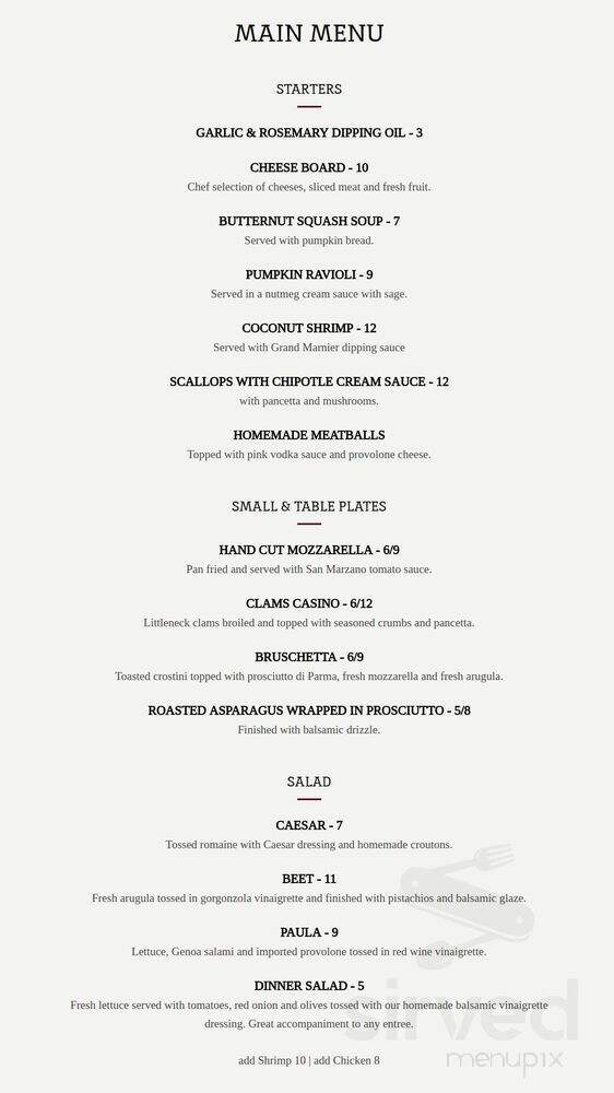 Table At Ten - North Attleborough, MA menu_pic