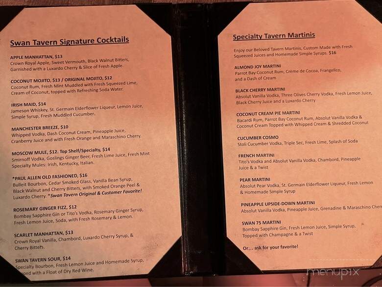 The Swan Tavern - Fairview, PA menu_pic