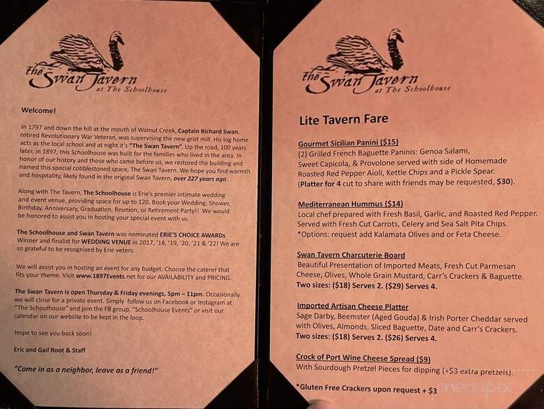 The Swan Tavern - Fairview, PA menu_pic