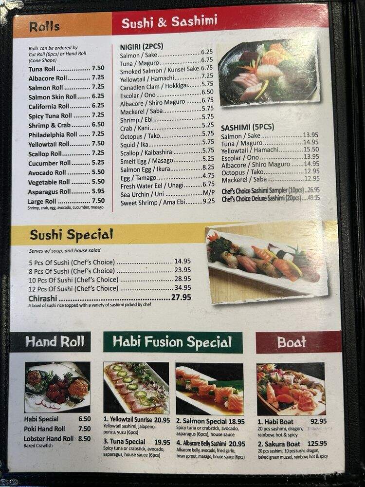 Habi Sushi - Porterville, CA menu_pic