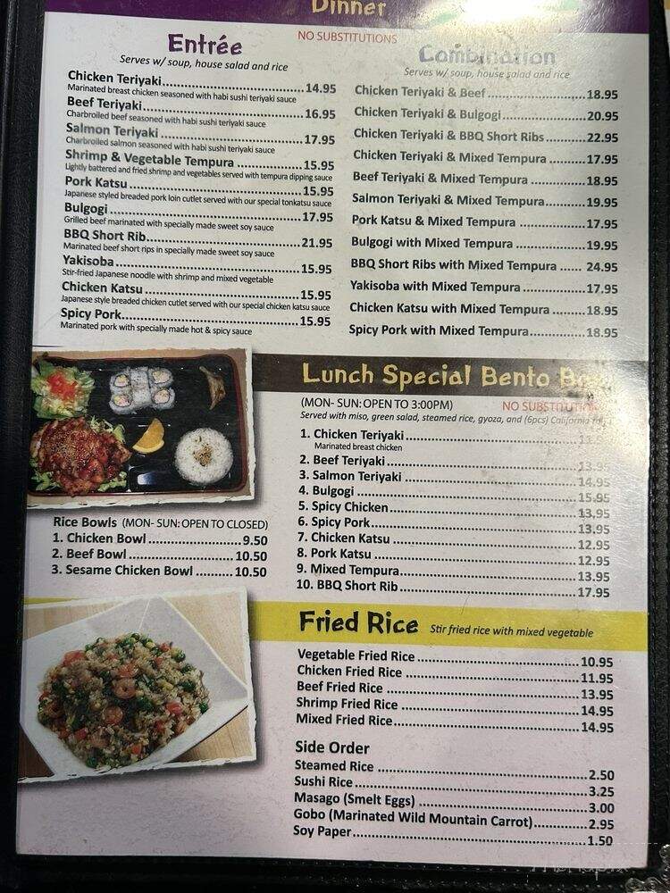 Habi Sushi - Porterville, CA menu_pic