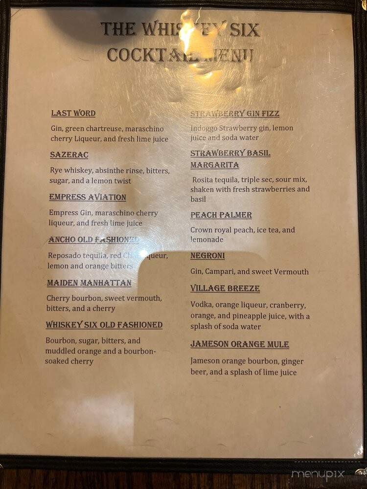 The Whiskey Six - Grosse Pointe, MI menu_pic