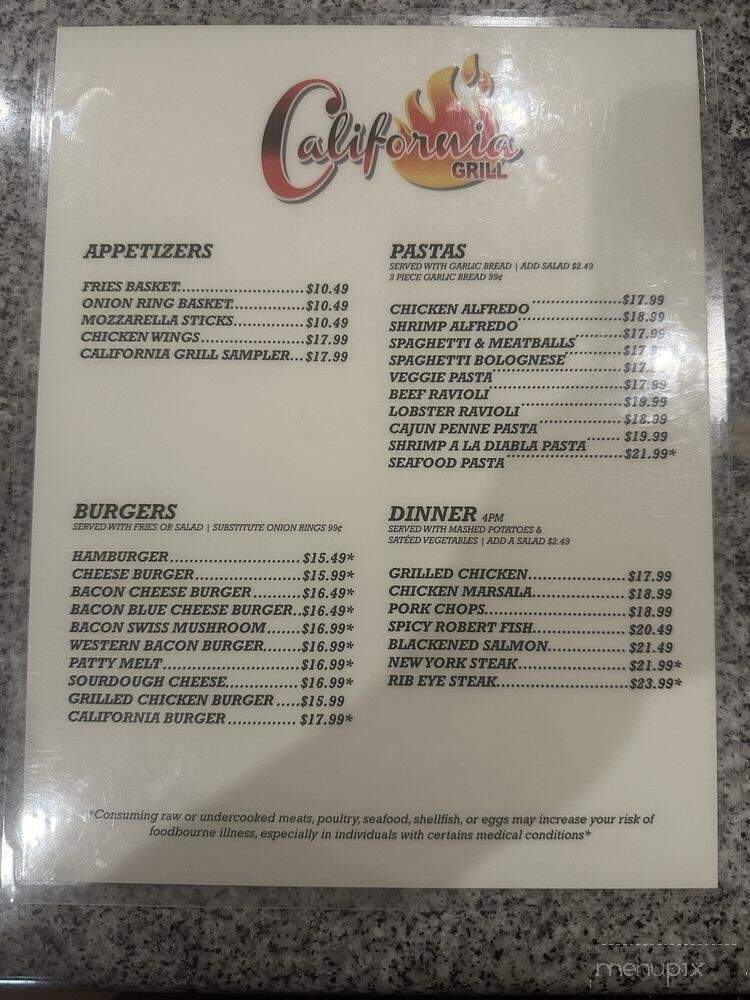 California Grill - Madera, CA menu_pic