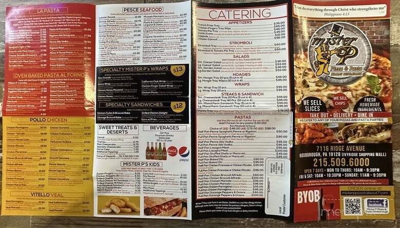 Mister P Pizza - Philadelphia, PA menu_pic