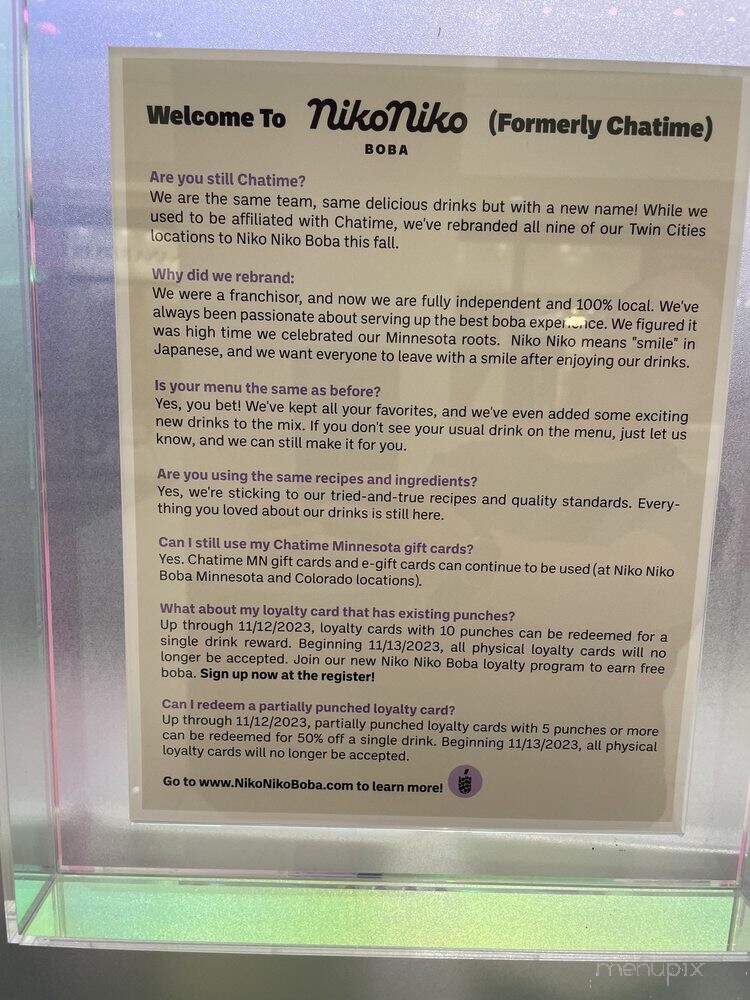 Chatime - Edina, MN menu_pic