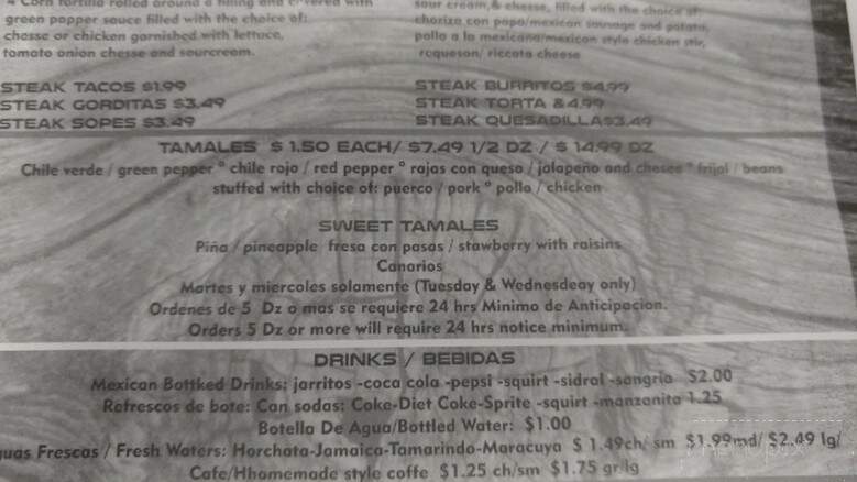 Tamaleria Dona Amada - Waukegan, IL menu_pic