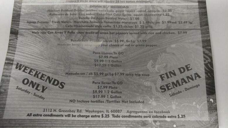Tamaleria Dona Amada - Waukegan, IL menu_pic