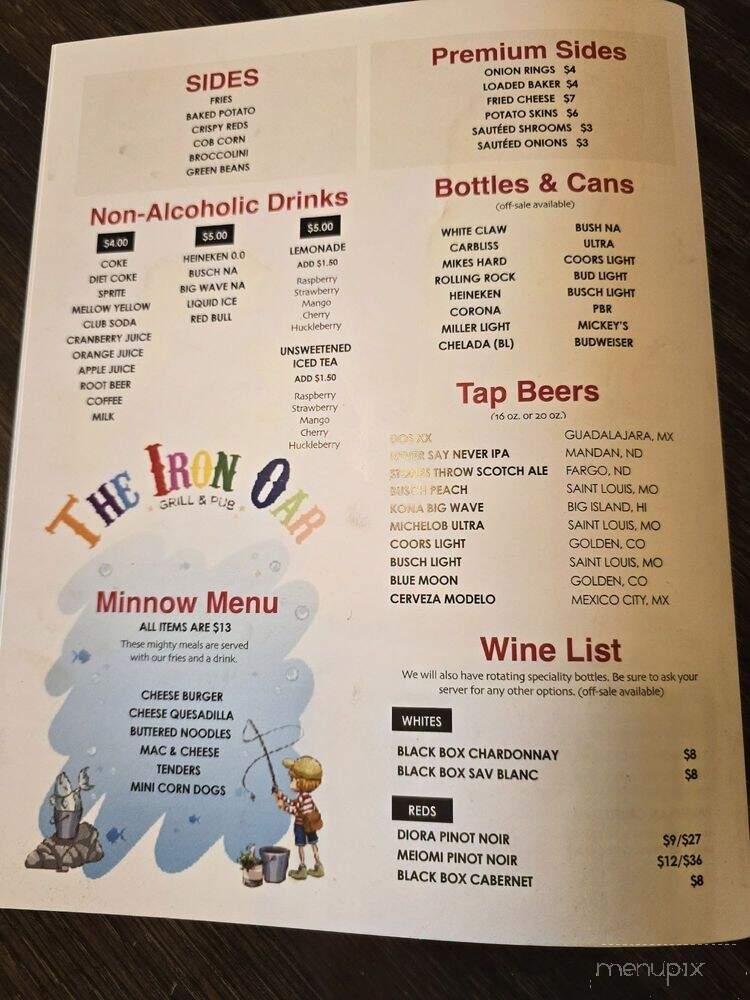 The Iron Oar Pub & Grill - Coleharbor, ND menu_pic