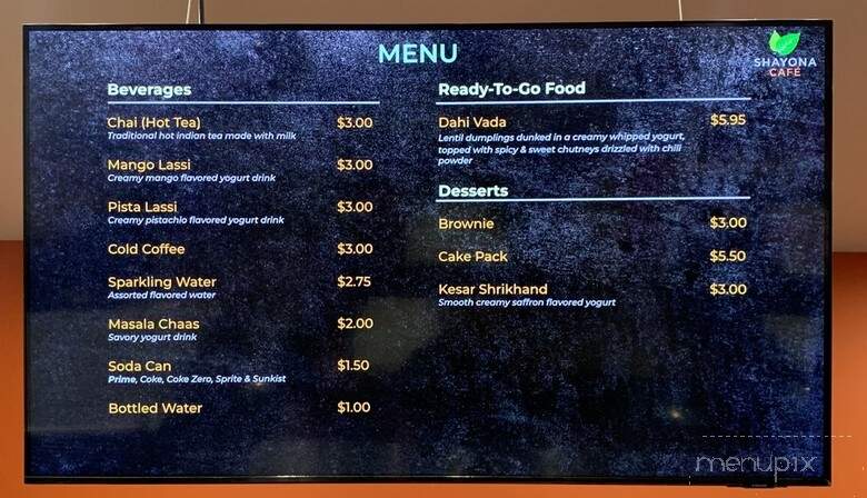 BAPS Shayona - Chino Hills, CA menu_pic