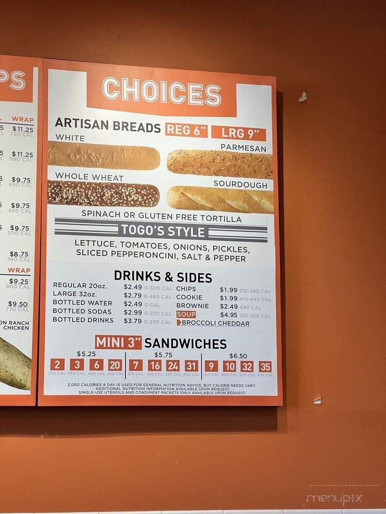 TOGO'S Sandwiches - Kent, WA menu_pic