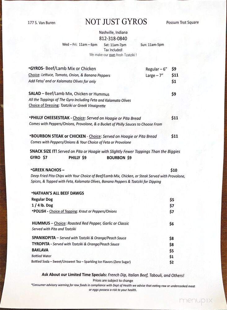 Gyros - Nashville, IN menu_pic