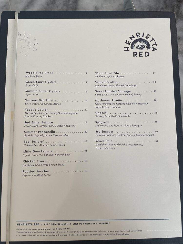 Henrietta Red - Nashville, TN menu_pic