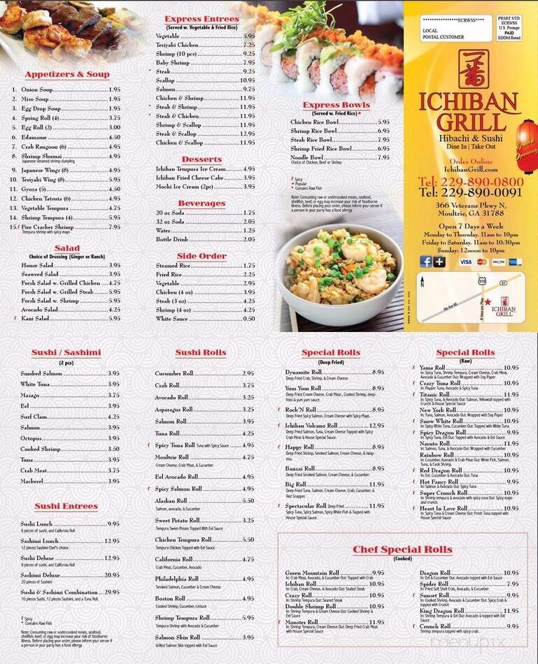 Ichiban Grill - Moultrie, GA menu_pic